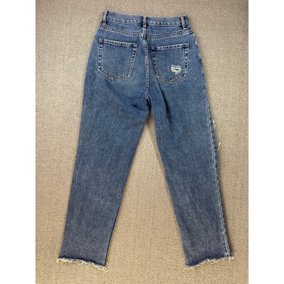 PACSUN Jeans High Rise Straight Button Fly Distressed Medium Wash Denim Size 25 - Picture 2 of 10